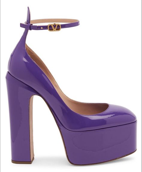 Valentino Valentino Heels, All Things Purple, Fall Shoes, Platform Pumps, Valentino Garavani, Patent Leather, Calf Leather, Heel Height, Leather Upper