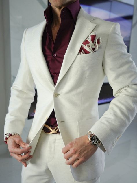 Happy Sunday! Here’s a unique Summer look for your next statement. Up close with our latest Latte Lino Look. Tag someone who needs this in their life 🥂 #sebastiancruzcouture #sundayfunday #lookoftheday Mens Casual Suits Style, White Wedding Suits For Men, Gentlemen Suit, Reception Suits, Indian Wedding Clothes For Men, White Wedding Suit, Mens Casual Suits, Blazer Outfits Men, Sherwani For Men