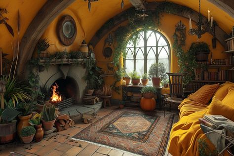 Hufflepuff Common Room Concept Design by Midjourney AI Hufflepuff Living Room, Hufflepuff Common Room Aesthetic, Room Concept Design, Harry Potter Common Room, Hufflepuff Decor, Hufflepuff Bedroom, Hufflepuff Room, Harry Potter Theatre, Hogwarts Decor