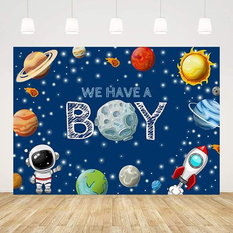 Astronaut Theme, Moon Photo, Outer Space Theme, Galaxy Planets, Astronaut Space, Space Baby, Moon Photos, Baby Shower Decorations For Boys, Baby Shower Backdrop