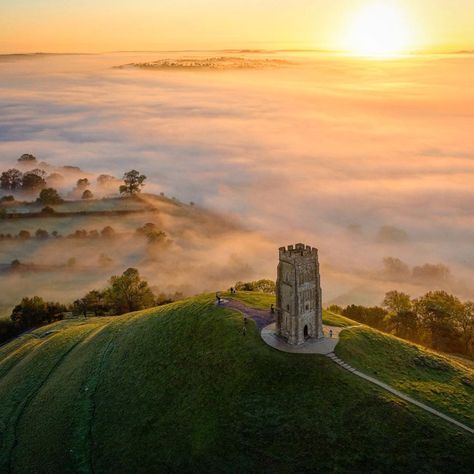 Glastonbury Tor | Somerset | Art Prints & Canvas available , Watercolour prints on A4 £25 A2 £35 . #Drone #dronestagram #dronephotography… Glastonbury England, Mists Of Avalon, Glastonbury Tor, England And Scotland, White Horses, British Isles, Drone Photography, Beautiful Places To Visit, Somerset