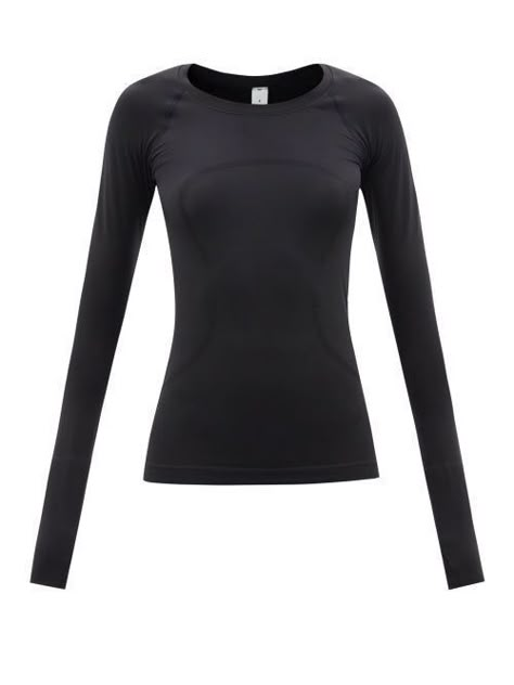 Black Lulu Long Sleeve, Black Swiftly Tech Long Sleeve, Lululemon Swiftly Tech Long Sleeve Black, Lululemon Black Long Sleeve, Womens Long Sleeve Athletic Shirt, Black Lulu Long Sleeve Outfit, Lululemon Tops Long Sleeve, Long Sleeve Fitted Shirt, Black Lululemon Shirt