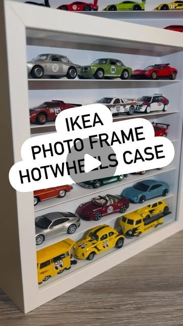 Diy Hot Wheels Storage, Hot Wheels Garage Diy, Hot Wheels Cars Display, Ikea Photo Frames, Hot Wheels Diy, Hot Wheels Wall, Hot Wheels Display Case, Hot Wheels Collection, Hot Wheels Storage