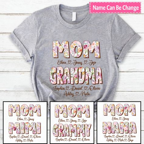 Watercolor Romantic Floral Mom Grandma And Kid, Gift For Grammy Nana Mimi, Mother Day Gift CTH01 T-ShirtGreat as Birthday gifts or Holiday presents. This adorable item can be designed upon anyone's wish with any title.Please enter:1. Nickname. ie. Grandma, Nana, Mimi, ...etc.2. Kids' Names wanted on the shirt (Names separated by commas)All items are made to order.* Please be aware that the physical product's colors may differ slightly from the mockup. Brand: Gildan Classic unisex cut makes this Watercolor Romantic, Shirt Names, Nana Grandma, Holiday Presents, Call Mom, Mothers Day T Shirts, Kids Names, Mom And Grandma, Personalized Clothes