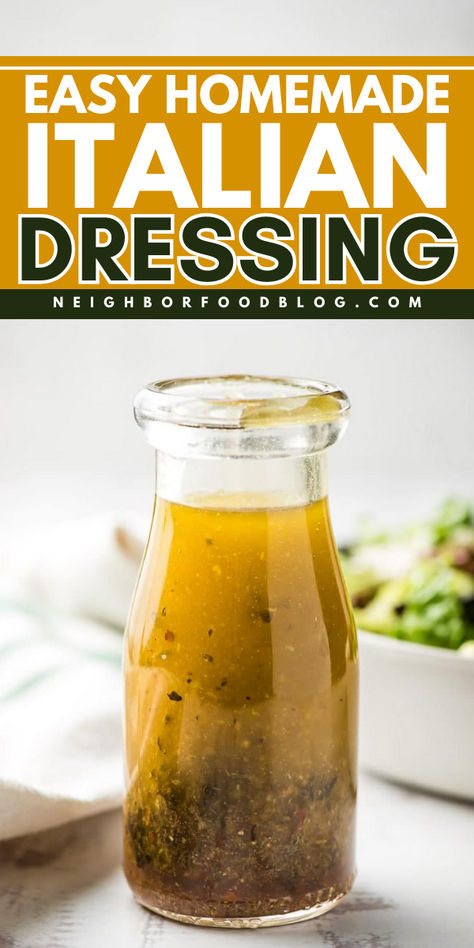 An easy homemade Italian dressing that you will definitely love! A tangy and zesty DIY salad dressing perfect as a summer salad idea. Pin the BEST Italian salad dressing recipe ever and watch your family be impressed! Zesty Italian Dressing Recipe, Vegan Italian Dressing, Easy Homemade Italian Dressing, Diy Salad Dressing, Italian Dressing Recipe, Italian Dressing Recipes, Homemade Italian Dressing, Homemade Salad Dressings, Zesty Italian Dressing