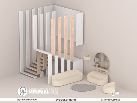 Sims 4 Maxis Match, Stair Ladder, Maxis Match Cc, Modular Wardrobes, Casas The Sims 4, Modern Stairs, Pastel Room, Spiral Stairs, Sims 4 Cc Furniture