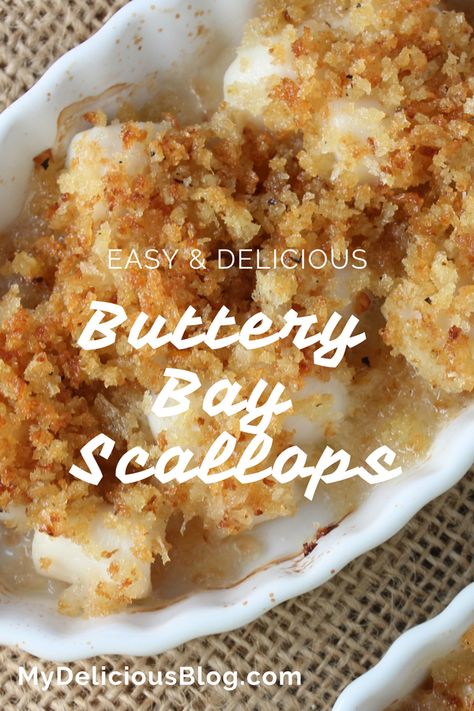 Buttery Bay Scallops Casserole | My Delicious Blog Bay Scallops And Shrimp Recipes, Scallop And Shrimp Casserole, Broiled Bay Scallops, Patagonia Scallops Recipes, Bay Scallops Sauteed, Baked Bay Scallop Recipes, Recipes With Bay Scallops, Frozen Bay Scallop Recipes, Baked Scallops With Ritz Crackers