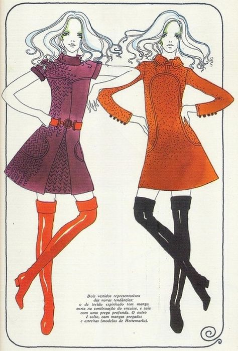 Hettemarks dresses, 1969 #60s #Fashion KRAZY about these illustrations!! Patron Vintage, 1960 Fashion, 60s 70s Fashion, Fashion 1960s, Fashion Illustration Vintage, Readers Digest, Fashion Figures, 1970s Fashion, 1960s Fashion