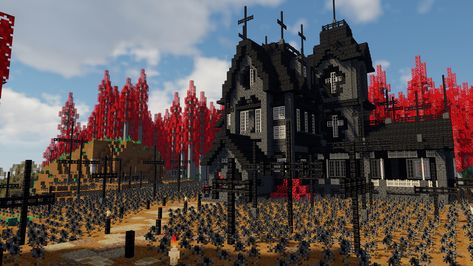 #minecraft #minecraftbuilds #minecraftbuildshowcase #minecraftbuildtutorial #minecrafthouse #minecraftmod Minecraft Spooky House Ideas, Minecraft Houses Spooky, Goth Mansion Minecraft, Goth Mc House, Minecraft Building Ideas Spooky, Minecraft Halloween Town Ideas, Punk Minecraft House, Black And Red Minecraft House, Gothic Buildings Minecraft