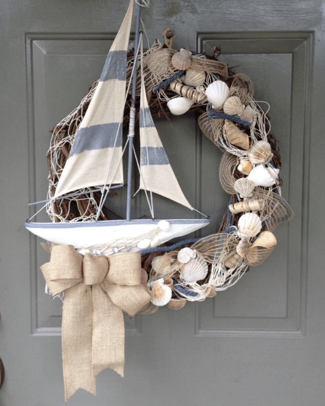 Strand Decor, Couronne Diy, Dekoratívne Vence, Deco Marine, Nautical Wreath, Seashell Wreath, Shell Wreath, Beach Wreath, Beachy Decor