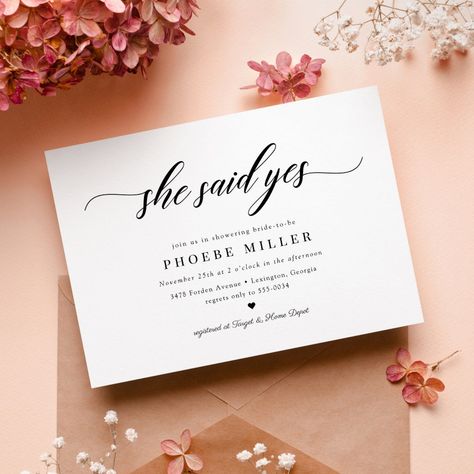 Classic Calligraphy, Wedding Shower Invitation, Wedding Invitation Trends, Calligraphy Modern, Classic Invitation, Elegant Bridal Shower, Wedding Shower Invitations, She Said Yes, Bridal Shower Invitations Templates