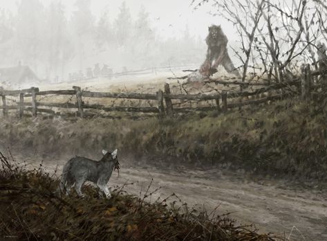 Jakub Rozalski, Werewolf Aesthetic, Hunting Art, Werewolf Art, 다크 판타지, D&d Dungeons And Dragons, Scary Art, Creepy Art, Wolf Art