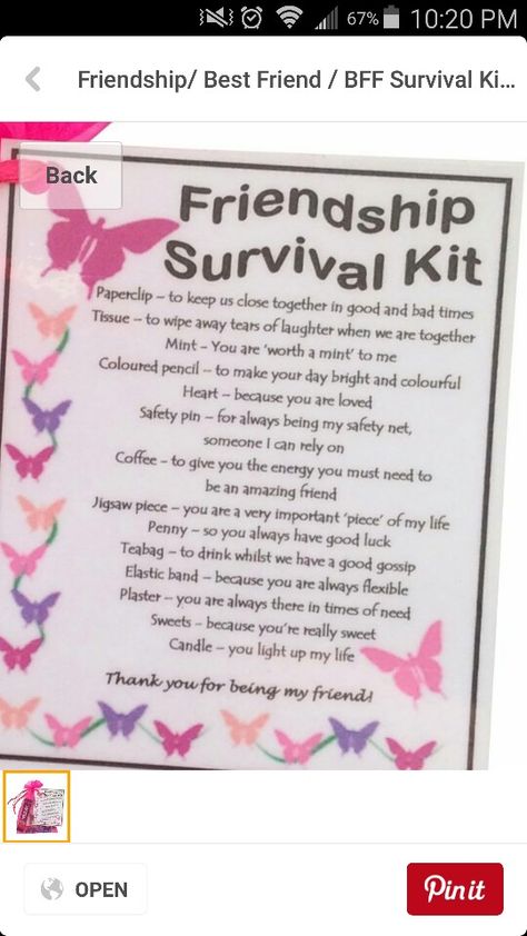 Friendship Survival Kit Ideas, Friendship Survival Kit, Best Friend Survival Kit, Friends Survival Kit, Survival Kit Gifts For Friends, Funny Survival Kit Ideas, Friend Survival Kit, Surprise Ideas For Best Friend, Candy Survival Kit