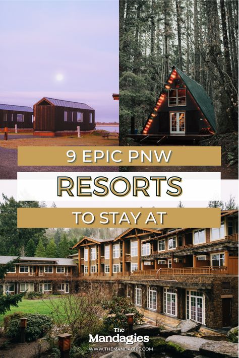 Need a weekend getaway or spending a week in the PNW? Check out our favorite resorts, lodges, and cabins to stay at! Enjoy cozy vibes, epic views, and experience the PNW in a new way. We wrote a post filled with travel info, things to do nearby, and so many amazing photos to get you totally inspired for your next PNW trip! Pnw Trip, Pacific Coast Highway Road Trip, Best Family Resorts, Pacific Northwest Travel, Washington State Travel, Southern Oregon Coast, Ecola State Park, Cabin Inspiration, San Juan Island