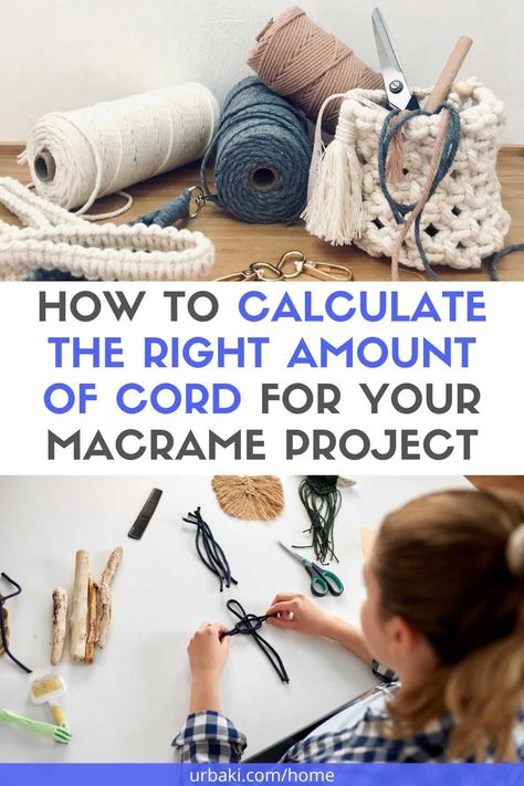 In this video tutorial, the creator shares two different methods to help you calculate the amount of cord you need for your new macrame project. The first method is suitable for simple or geometric patterns, and requires you to determine the amount of cord needed per knot in the pattern. To use this method effectively, it's best to test the cord's strength and size beforehand, as different knots will require varying lengths of cord. The formula to use is (A+(B*number of knots)+C)*2, where A... Cord For Macrame, How To End Macrame Knots, How Much Macrame Cord Do I Need, Macrame Patterns With 5mm Cord, How To Add Macrame Cord When Running Out, What Size Macrame Cord To Use, How To Measure Macrame Cord, How To Estimate Macrame Cord Length, Macrame Thread Type