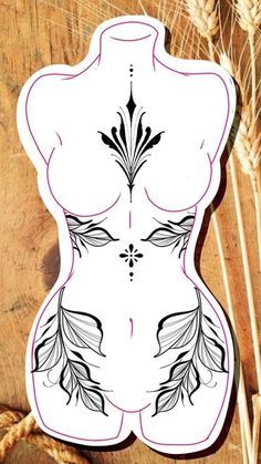 Japanese Tattoo Black And Grey Full Back, Hip To Stomach Tattoo, Body Tattoo Ideas Female, Blumttt Tattoo, Free Spirited Tattoos Ideas, Body Symmetry Tattoo, Simple Back Piece Tattoo, Female Abdomen Tattoo, Tattoo Ideas Fantasy Art