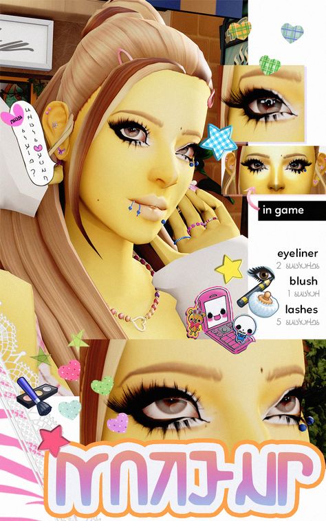 Sims 4 Gyaru Cc Maxis Match, Sims 4 Cc Monster High Hair, Makeup Mods Sims 4, Sims 4 Gyaru Cc Hair, Sims 4 Mods Anime, Sims 4 Douyin Makeup Cc, Gyaru Makeup Sims 4 Cc, Sims 4 Cc Full Face Makeup, Sims 4 Gyaru Clothes