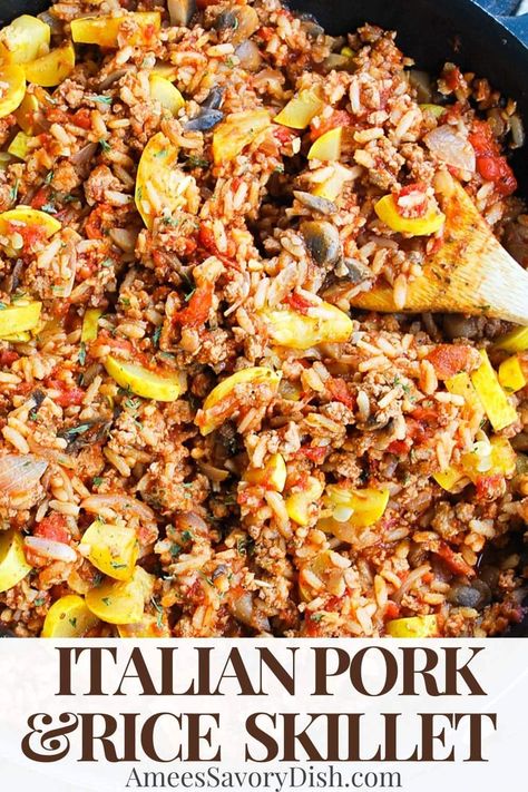 Italian Ground Pork Skillet Ground Pork Skillet, What To Make With Ground Pork Meals, Gluten Free Ground Pork Recipes, Slow Cooker Ground Pork Recipes, Ground Pork And Rice Recipes, Recipes For Ground Pork, What To Make With Ground Pork, Recipes Using Ground Pork, Ground Pork Casserole