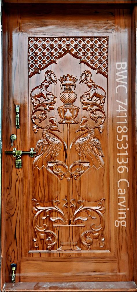 Elephant Door Design, Single Main Door Designs, Main Door Design Photos, House Main Door, House Front Door Design, House Main Door Design, Door Design Photos, Single Door Design, Ganesh Art Paintings