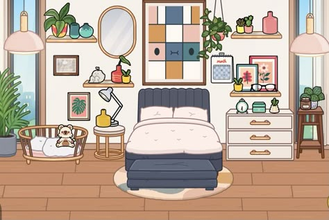 Modern Mansion Bedroom, Toca World, Mansion Bedroom, Parents Bedroom, Free House Design, Adorable Homes Game, Create Your Own World, Parents Room, Cute Bedroom Ideas