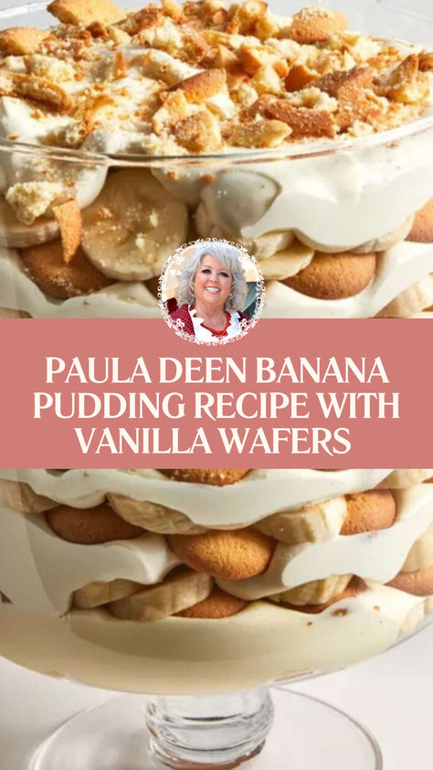 Paula Deen Banana Pudding Recipe With Vanilla Wafers Banana Pudding With Condensed Milk, Paula Dean Banana Pudding, Sugar Free Banana Pudding, Paula Deen Banana Pudding, Paula Deen Banana Pudding Recipe, Banana Pudding Paula Deen, Banana Pudding Recipe, Paula Deen Recipes, Vanilla Pudding Mix