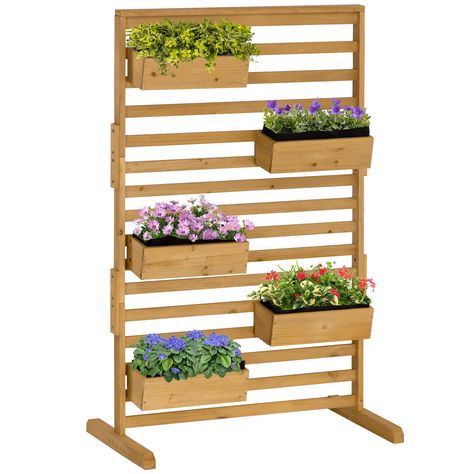 PRICES MAY VARY. A Decorative Trellis: This trellis is an outdoor plant stand that lets you plant right on the stand. Planter boxes act as shelves going up the slatted backboard, letting you place five vines or other plants decoratively. Five Tiers, Like Shelves: Customize; with five tiers of boxes to choose from, you can create a bouquet of a display with so many combinations of color, size, and plant types possible. Each box is at a distance that allows proper sunlight, and a fabric lining hel Wooden Lattice, Outdoor Plant Stand, Hanging Planter Boxes, Decorative Trellis, Climbing Plant Support, Lattice Trellis, Plant Stands Outdoor, Wooden Plant Stands, Plant Box