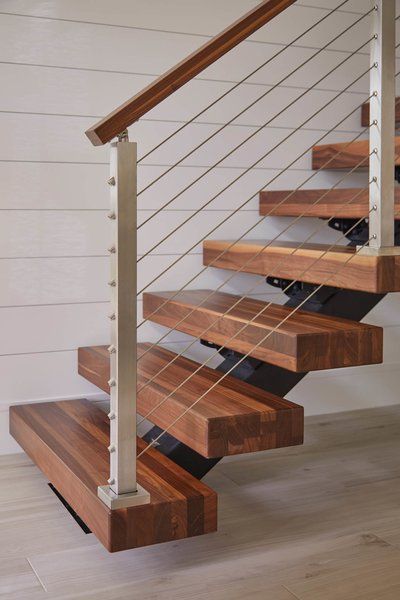 Photo 5 of 7 in A Modern Stairway That Brings Homes to the Next Level - Dwell Stairs Diy Renovation, Metal Stair Railing, Stair Kits, Rustic Stairs, Staircase Design Modern, Stair Railing Design, Staircase Makeover, Stair Remodel, Stairs Architecture