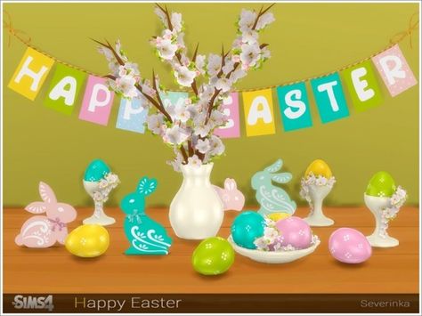 The Sims Resource: Happy Easter decor by Severinka • Sims 4 Downloads Sims 4 Cc Easter, Sims 4 Easter, Happy Easter Decor, Sims 4 Seasons, Sims 4 Cc Packs, Homemade Decor, Sims 4 Game, Sims 4 Cc Finds, 4th Birthday Parties