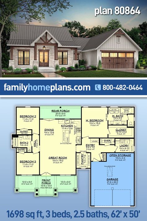 Floor Plan With Pantry, 3 Bed Modern Farmhouse Plans, 3 Bedroom 2 And A Half Bath House Plans, Small House Plans With Lots Of Storage, Home With Guest House Floor Plans, Open Concept House Plans Farmhouse, House Plans Under 1700 Sq Ft, Simplistic House Design, Small Ranch Farmhouse Plans