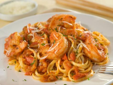 Get Shrimp Arrabbiata Recipe from Food Network Arrabbiata Pasta, Seafood Pasta, Corn Chowder, Pesto Pasta, How To Cook Shrimp, Tortellini, Shrimp Recipes, Restaurant Recipes, Copycat Recipes