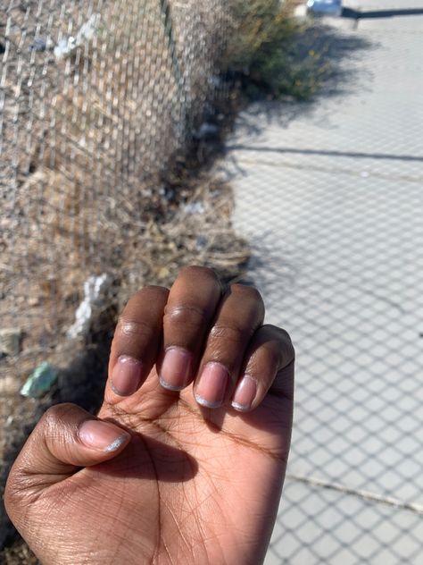 glittery silver french manicure on gel nails Silver French Manicure, French Manicure, Gel Nails, Manicure, Nails, Silver