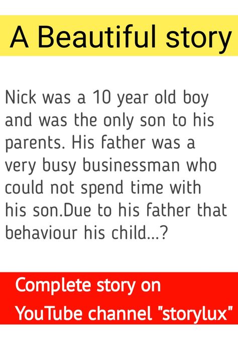 Short inspirational stories, inspirational stories, inspiring story,moral story,short motivational stories in English,short inspirational stories An amazing Heart touching story that would make you cryRespect your child Relationship advice How to deal with relationship How to have string relationship Inspirational story.The true value of life.Motivational story.Never ignore a person who loves you and cares for you.This story will tears in your eyes moral stories Short inspirational stories about Motivational Stories In English, Small Story With Moral, Short Motivational Stories, Motivational Stories Inspirational, Heart Touching Stories, Small Stories For Kids, Stories With Moral Lessons, Motivational Short Stories, Very Short Stories
