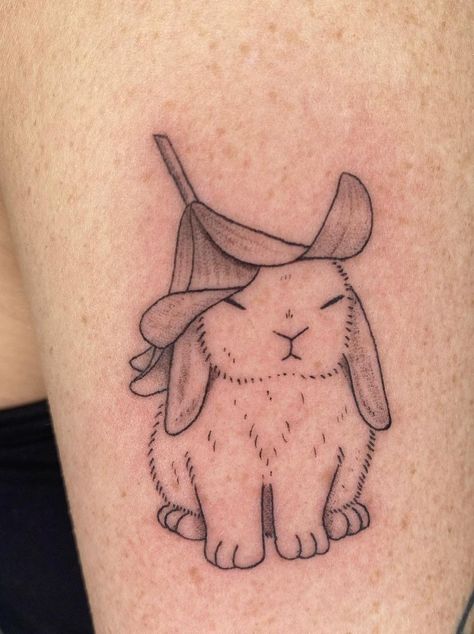 Yin Yang Bunny Tattoo, Bunny Flower Tattoo, Bunny Tattoo Small, Little Prince Tattoo, Crochet Tattoo, Hat Tattoo, Prince Tattoos, Garden Tattoos, Cute Tats