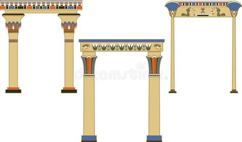 Ancient egyptian arches set vector illustration Egypt Bathroom, Ancient Egyptian House, Egyptian Illustration, Egypt Decorations, Egyptian House, Egyptian Decorations, Themed Living Room, Egyptian Home Decor, Bathroom Accessories Decor