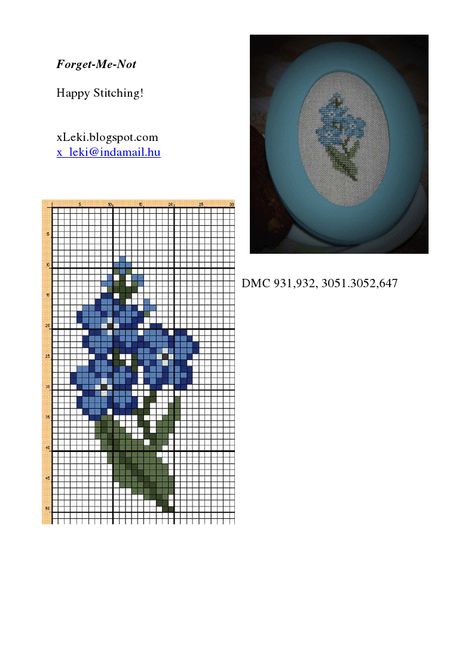 Forget-me-not 123 Cross Stitch, Beaded Flowers Patterns, Stitch Cartoon, Cross Stitch Bookmarks, Mini Cross Stitch, Crochet Decoration, Needlepoint Patterns, Cross Stitch Patterns Free, Free Cross Stitch