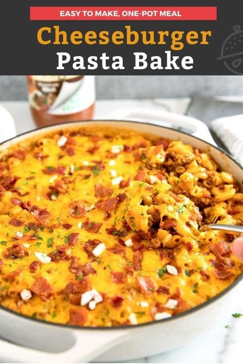 Enjoy the satisfying flavors of a delicious cheeseburger in this easy-to-make, one-pot cheesy Cheeseburger Pasta Bake! This hearty pasta bake is perfect for weeknight meals! #ad #Prego #Pasta #groundbeef #onepot #recipe Cheeseburger Pasta Bake, Supper Tonight, Cheeseburger Pasta, Cheeseburger Pie, Best Pasta Dishes, Lemon Blossoms, Main Course Recipes, Pasta Shapes, Homemade Pasta