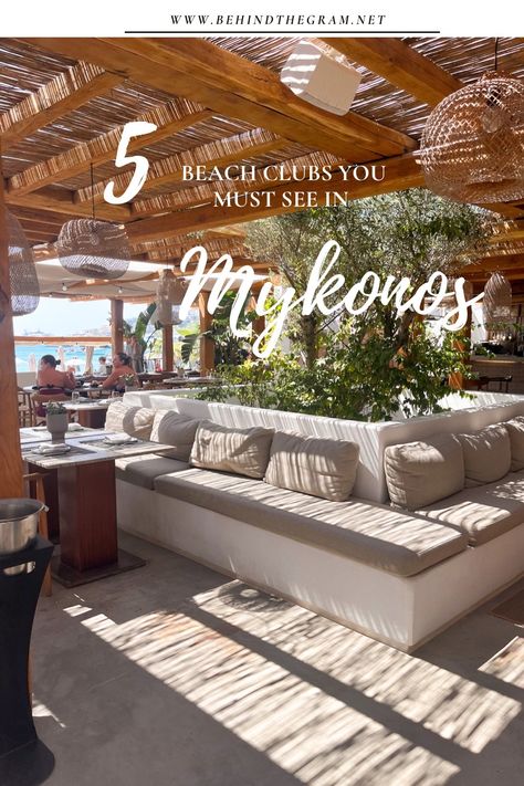 Experience the Ultimate Mykonos Getaway on the 5 best beach clubs you must see in Mykonos. From Cavo Tagoo to Scorpios. Mykonos Garden Ideas, Paradise Beach Club Mykonos, Mykonos Greece Beach Clubs, Ornos Beach Mykonos, Mykonos Clubs, Mykonos Beach Club Outfit, Beach Club Restaurant, Things To Do In Mykonos Greece, Scorpio Mykonos