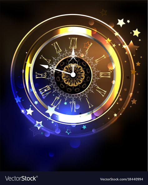 Blue Background With Stars, Golden Logo Design, Clock Photography, Clock Background, Stars Vector, Stage Props, Golden Logo, Church Graphic Design, Antique Clock