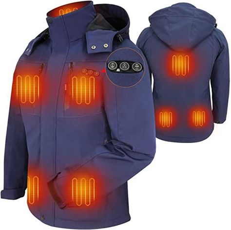 Heated Jacket for Women, ARRIS Electric Heating Warm Coat 7.4V Battery/8 Heating Areas/Phone Charging for Winter Use … Museum Of Curiosity, Electric Product, Battery Shop, Heated Clothing, Heated Jacket, Led Controller, Electric Heating, Jacket For Women, Car Usb