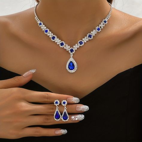 Precio bajo con envío gratis para usuario nuevo. Quince Jewelry Royal Blue, Royal Blue Necklace Jewelry, Royal Blue Prom Jewelry, Royal Blue Prom Accessories, Blue Prom Jewelry, Blue And Silver Jewelry, Blue Necklace Set, Royal Blue Necklace, Royal Blue Jewelry