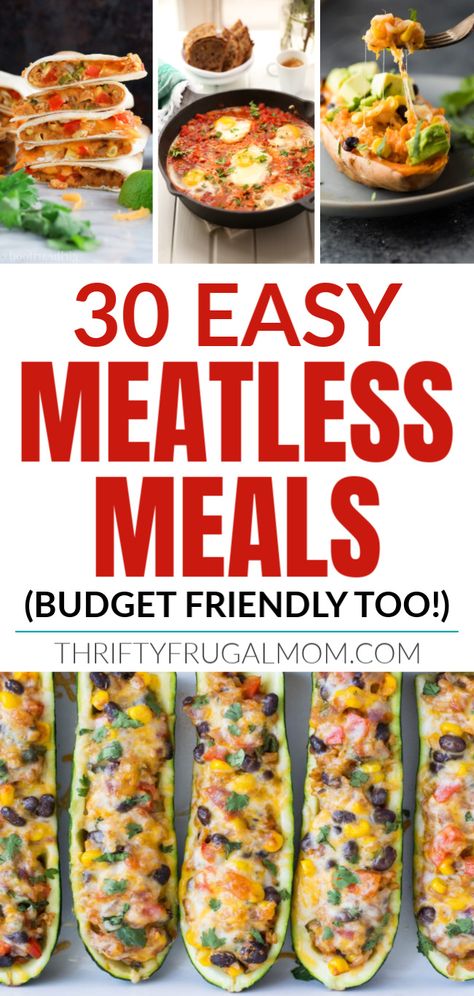 Easy Meatless Meals, Meatless Meals Easy, Cheap Vegetarian Meals, Meatless Meals Healthy, Grocery Budget, Meatless Dinner, Tasty Vegetarian Recipes, Vegetarian Dinners, Vegetarian Recipes Dinner