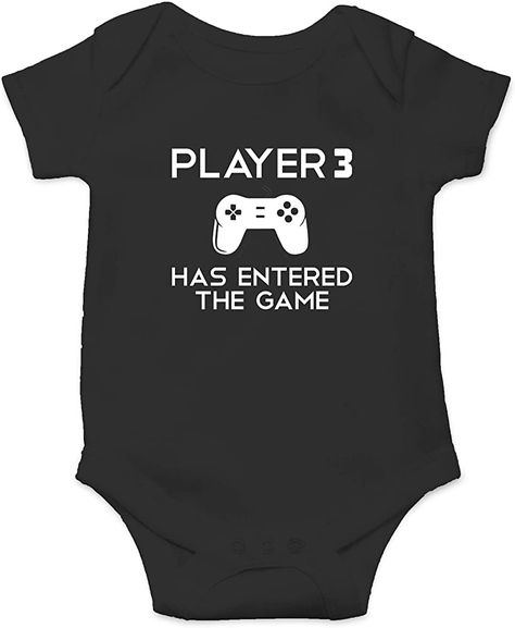 Amazon.com: Player 3 Has Entered The Game - I'm a Gamer Like My Daddy - Cute One-Piece Infant Baby Bodysuit (Newborn, Black): Clothing Gamer Baby, Newborn Black Babies, Baby Wise, Creative T Shirt Design, White Clothing, Gamer Shirt, Cute Rompers, Baby One Piece, Newborn Boy