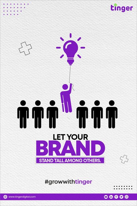 Let your brand stand tall among others. #socialmedia #marketing #socialmediamarketing #digitalmarketing #instagram #branding #business #marketingdigital #seo #design Creative Marketing Post, Tinger Digital, Marketing Agency Design, Marketing Agency Post, Digital Marketing Poster, Marketing Plan Infographic, Digital Marketing Post, Seo Design, Digital Advertising Design