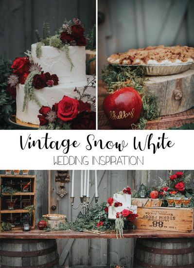 Disney Winter Wedding, Snow White Wedding Theme, Snow White Fairytale, Vintage Snow White, Snow White Wedding, White Wedding Inspiration, Disney Princess Wedding, Apple Wedding, Snow White Party