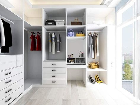 Large walk-in closet with window views Types Of Closets, Closet Doors Painted, Wall Color Ideas, Make A Closet, Painted Closet, Closet Small Bedroom, Bedroom Built In Wardrobe, Walk In Closet Design, Closet Renovation