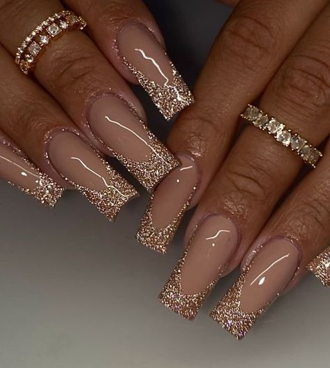 Glitter French Tips, Ballet Nails, Long Press On Nails, Stick On Nails, Birthday Nails, Prom Nails, Nail Arts, Nail Accessories, Rhinestone Nails