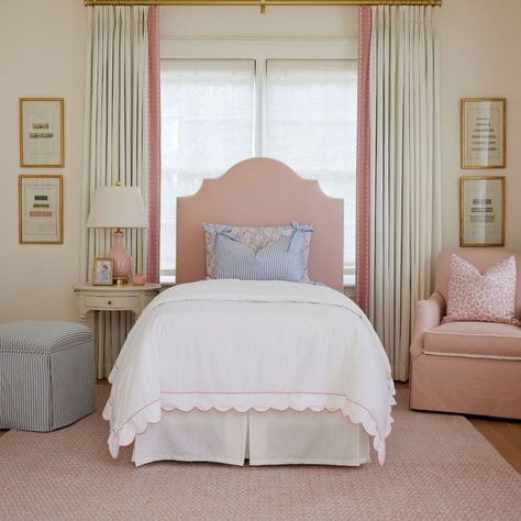 A beautifully crafted piece with an elegant and dreamy silhouette, the Birdie Headboard is perfect for adding a touch of sophistication to the bedroom. With its pretty pink hue and graceful curves, this headboard brings a soft, whimsical charm to a space, creating a serene and stylish focal point. Please allow 21 weeks for production and 3 weeks for white glove delivery. All timeframes are estimates and are subject to change. All sales final. Pink Headboard Bedroom Ideas, Classic Kids Bedroom, Glamour Room, Pink Headboard, Caitlin Wilson, Baby Nurseries, Girls Rooms, Kids Bedrooms, High Design