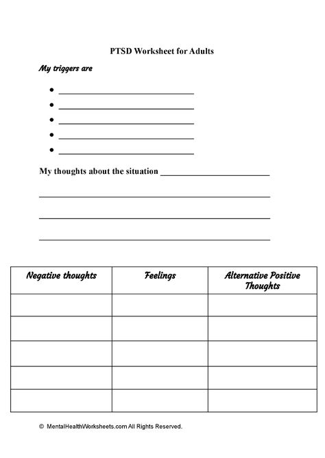 PTSD Worksheet For Adults - Mental Health Worksheets Worksheets For Adults Life Skills, Trama Healing, Therapy Worksheets For Adults, Counseling Worksheets Therapy Tools, Worksheets For Mental Health, Worksheet For Adults, Cbt Therapy Worksheets, Health Worksheets, Cbt Worksheets