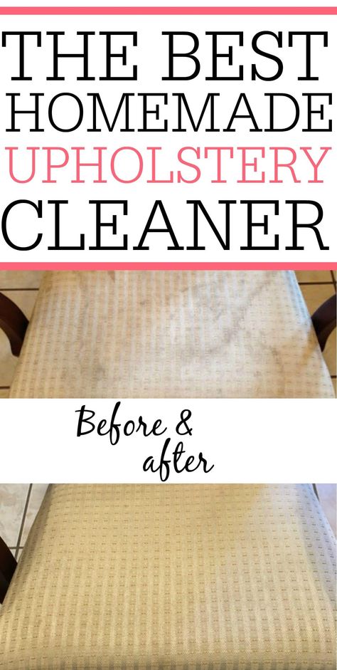 Get the stains out of your furniture with this simple DIY Upholstery Cleaner. It only takes two ingredients and is great at getting out grass stains, dirt, and food stains. Homemade Upholstery Cleaner, Diy Upholstery Cleaner, Homemade Toilet Cleaner, Cleaning Painted Walls, Deep Cleaning Tips, Upholstery Cleaner, Cleaners Homemade, Clean Dishwasher, Simple Life Hacks