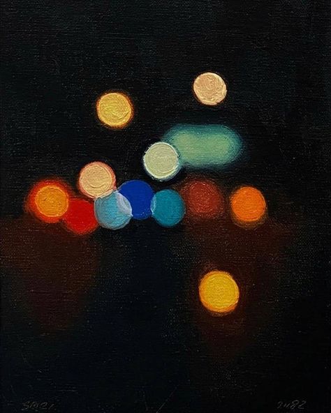 1,625 Likes, 8 Comments - Art & Culture des Beaux-Arts (@artncba) on Instagram: “Artwork by @smagsig | DM to submit @artncba #artculturedesbeauxarts Citylights 283, 6x8” oil on…” Blurry Painting, Lights Painting, Blurry Lights, Beautiful Roads, Nyc Art, A Level Art, Light Painting, Beautiful Lights, Contemporary Artists